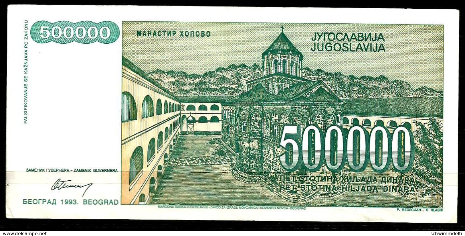 JUGOLAWIEN - YUGOSLAVIA - 500.000 DINARA 1993 - EBC - SEHR SCHON - VERY FINE - Yougoslavie