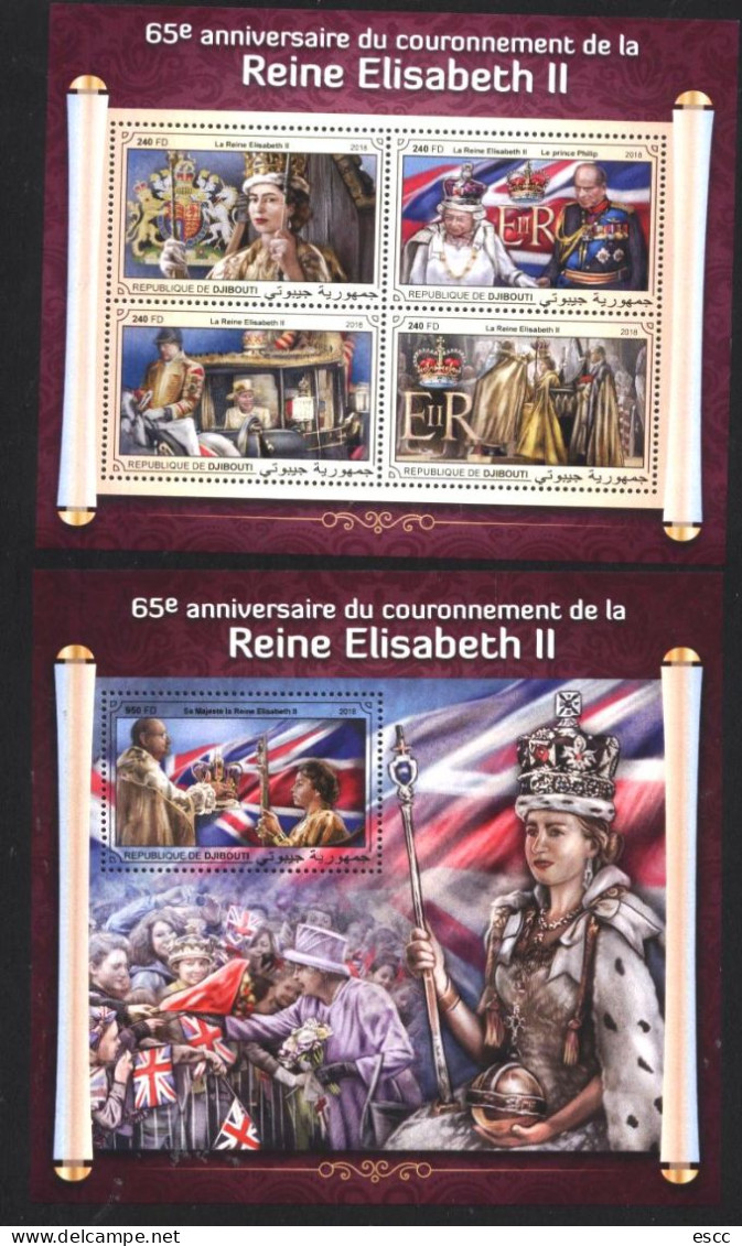 Mint Stamps In Miniature Sheet And  S/S Queen Elizabeth II 2018  From  Djibouti - Koniklijke Families