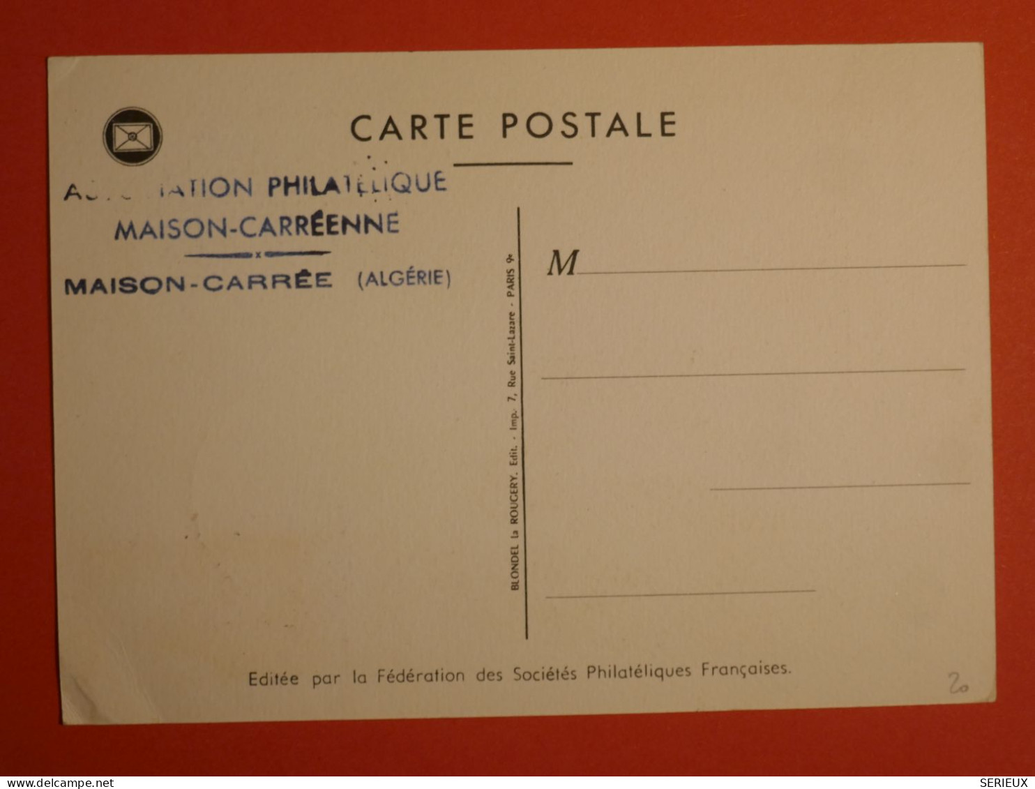 DO 1  ALGERIE  BELLE  CARTE  JOURNEE TIMBRE  1954  LA VALETTE   + + AFF. INTERESSANT +++ - Cartoline Maximum