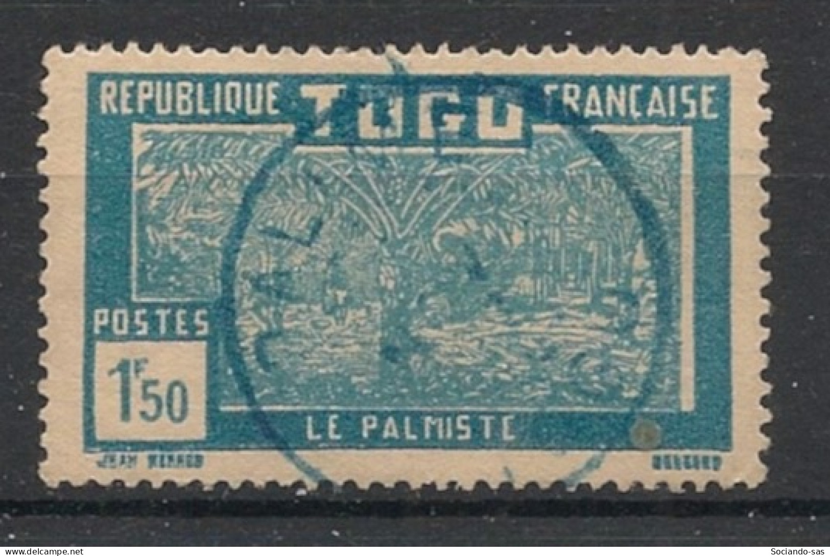 TOGO - 1926-27 - N°YT. 148 - Palmiste 1f50 Bleu - Oblitéré / Used - Usados