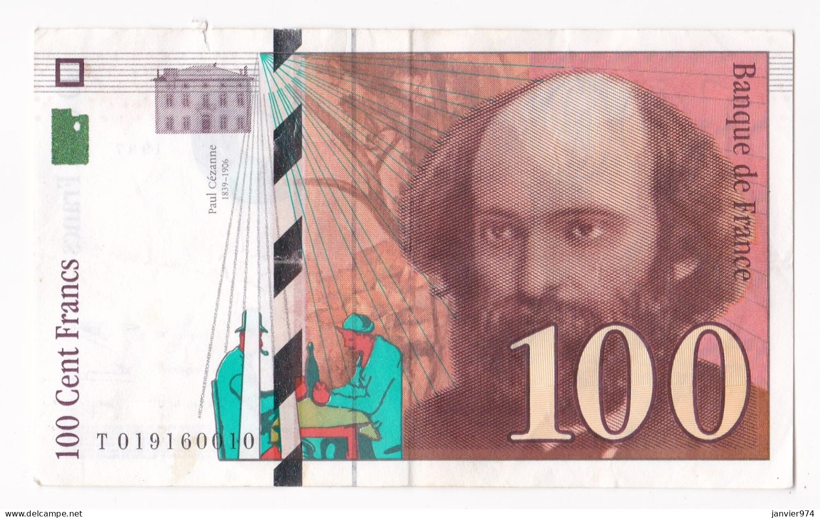 100 Francs Cézanne 1997, Alphabet : T 019160010, Tres Beau Billet - 100 F 1997-1998 ''Cézanne''