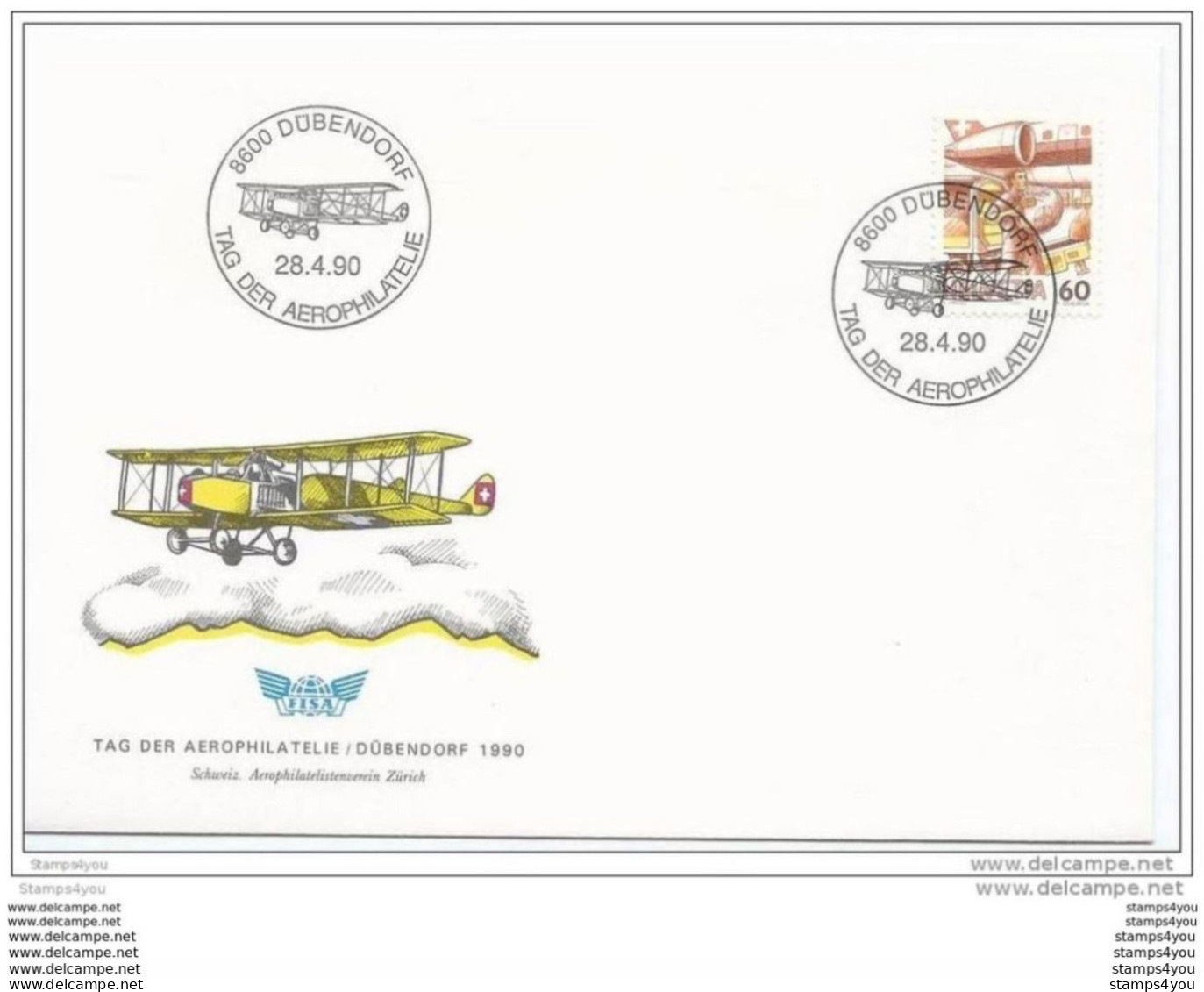 246 - 27 - Enveloppe Avec Oblit Spéciale "Journée De L'aérophilatélie 1990 Dübendorf" - Storia Postale