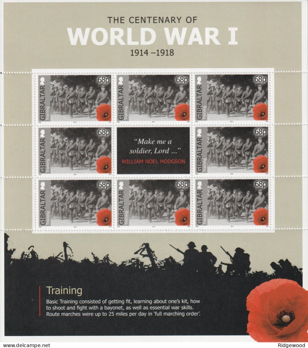 Gibraltar 2014 Centenary Of World War 1 (1st Issue) Souvenir Sheets - SG 1565 - 1570 - MNH/UMM