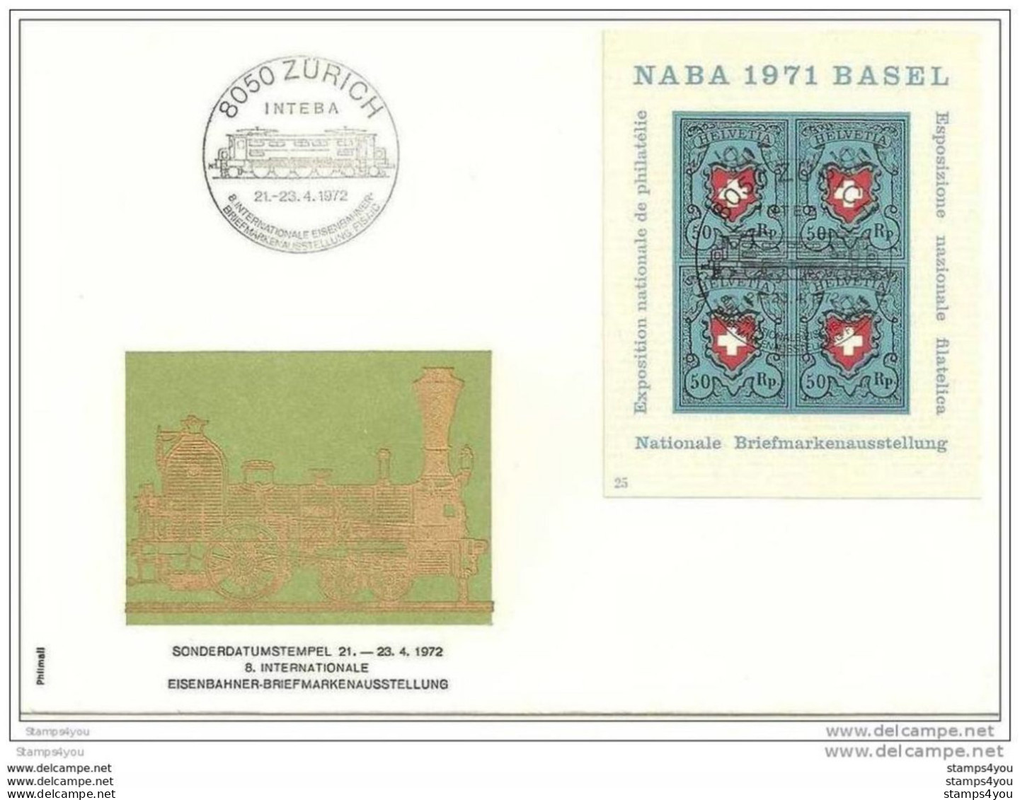 190 - 60 - Enveloppe Avec Oblit Spécaile "Inteba" Zürich 1972 - Marcofilie