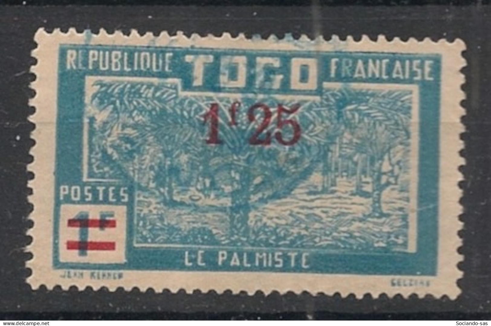 TOGO - 1926 - N°YT. 152 - Palmiste 1f25 Sur 1f Bleu - Oblitéré / Used - Usati