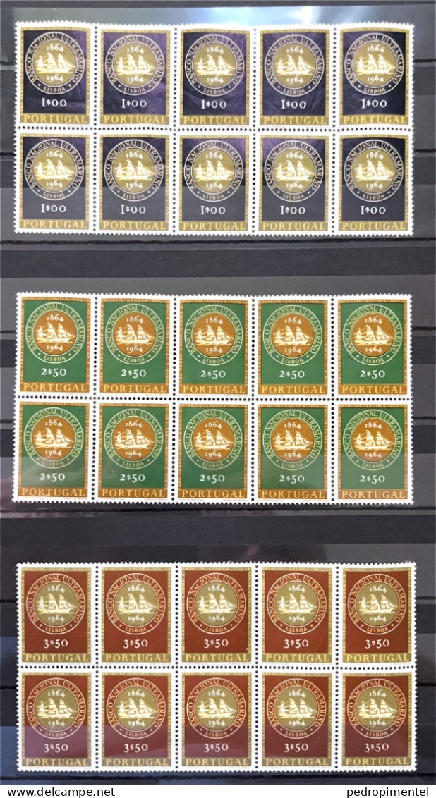 Portugal 1964 "Banco Nacional Ultramarino" Condition MNH #931-933 (blocks Of 10 2x5) - Ongebruikt