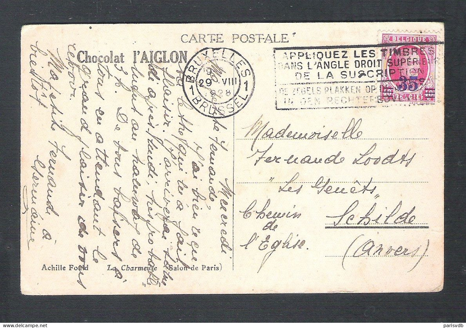 OUDE POSTKAART - CHOCOLAT L'AIGLON ( 2 Scans)  (15.109) - Advertising