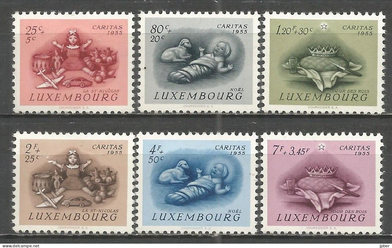 Luxembourg - MI N°541à546* - Caritas 1955 - Fête De Saint-Nicolas, Noël, Fête Des Rois - Nuevos