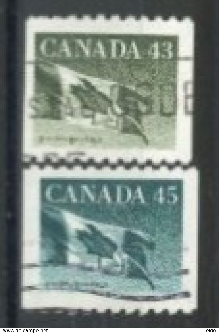 CANADA - 1989, CANADIAN FLAG STAMPS SET OF 2, USED. - Gebruikt