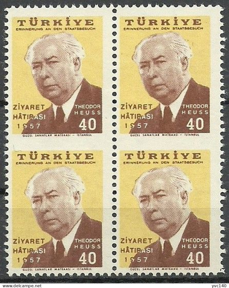 Turkey; 1957 Visit Of The President Of Germany To Turkey ERROR "Partially Imperf." - Unused Stamps