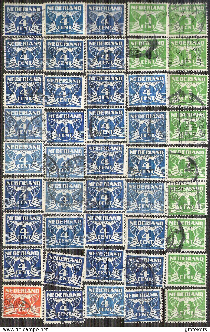 NEDERLAND Zonder Watermerk NVPH 147 (11 X) En 148 (33 X ) Voor Stempels, Plaatfouten, Kleurnuances Etc. Cote EUR 71,50 - Used Stamps