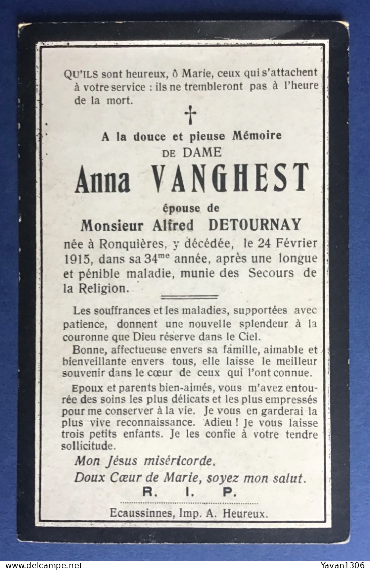 Ronquieres  Anna Vanghest 1881-1915 - Images Religieuses