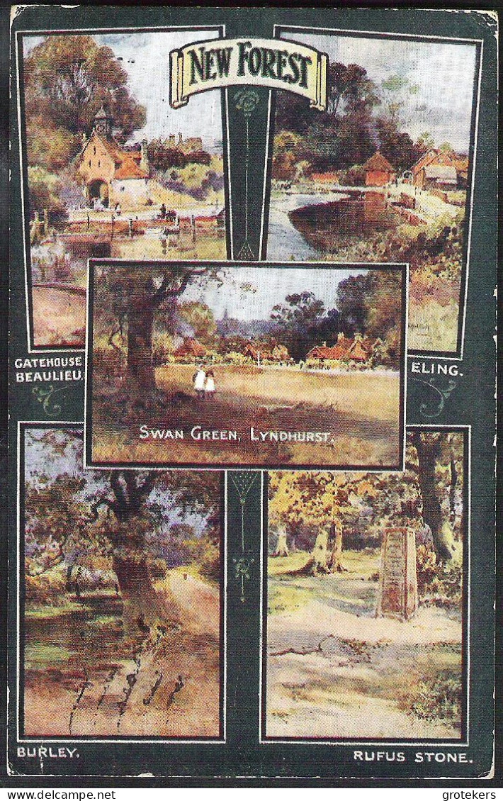 NEW FOREST 5 Pictures Postcard Sent 1922 From Bournemouth  - Andere & Zonder Classificatie