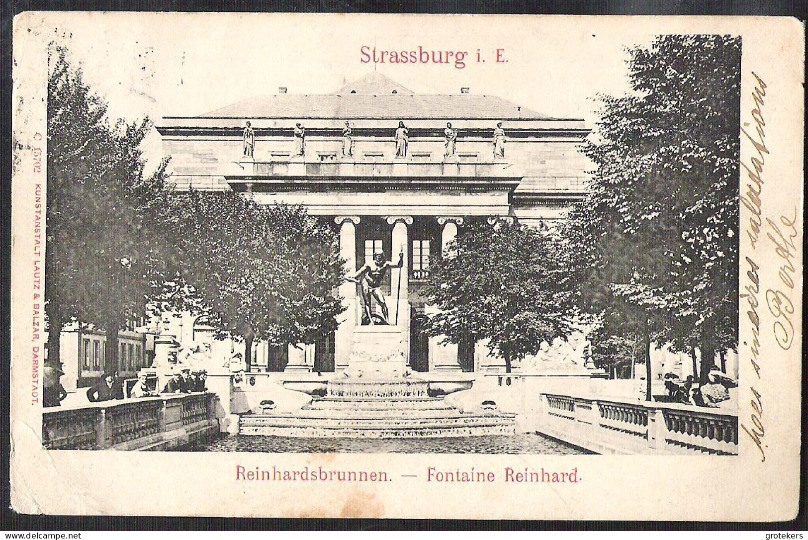 STRASSBURG Im Elsass Reinhardsbrunnen Fontaine Reinhard 1906 To Troyes / France - Elsass