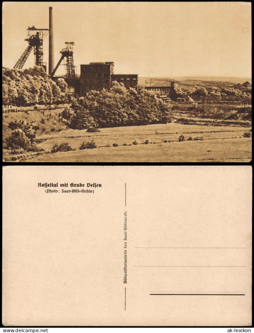 Ansichtskarte  Bergbau Tagebau Rosseltal Mit Grube Velten Saarland 1932 - Mijnen