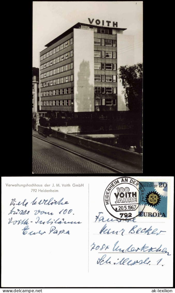 Heidenheim Brenz Verwaltungshochhaus  1967  100 Jahre Voith GmbH Sonderstempel - Heidenheim