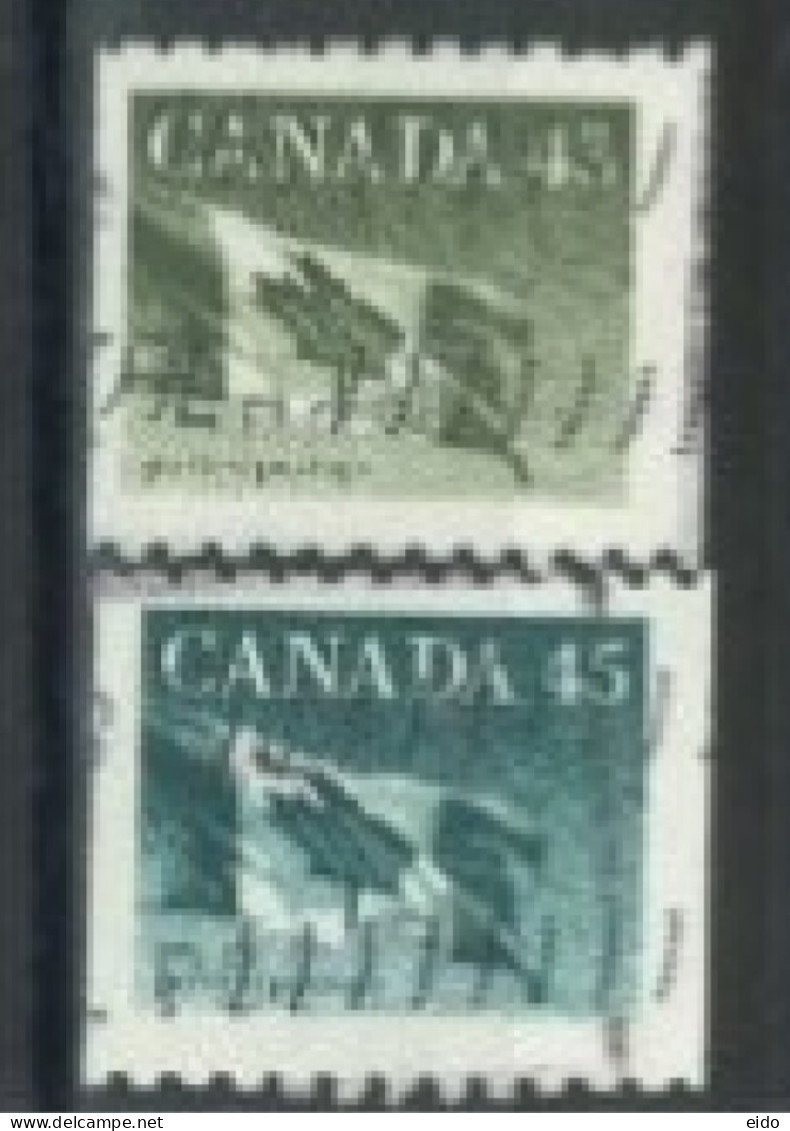CANADA - 1989, CANADIAN FLAG STAMPS SET OF 2, USED. - Usati