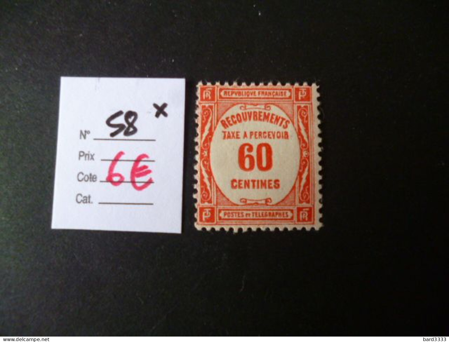Timbre France Neuf * Taxe N° 58 Cote 6 € - 1859-1959 Postfris