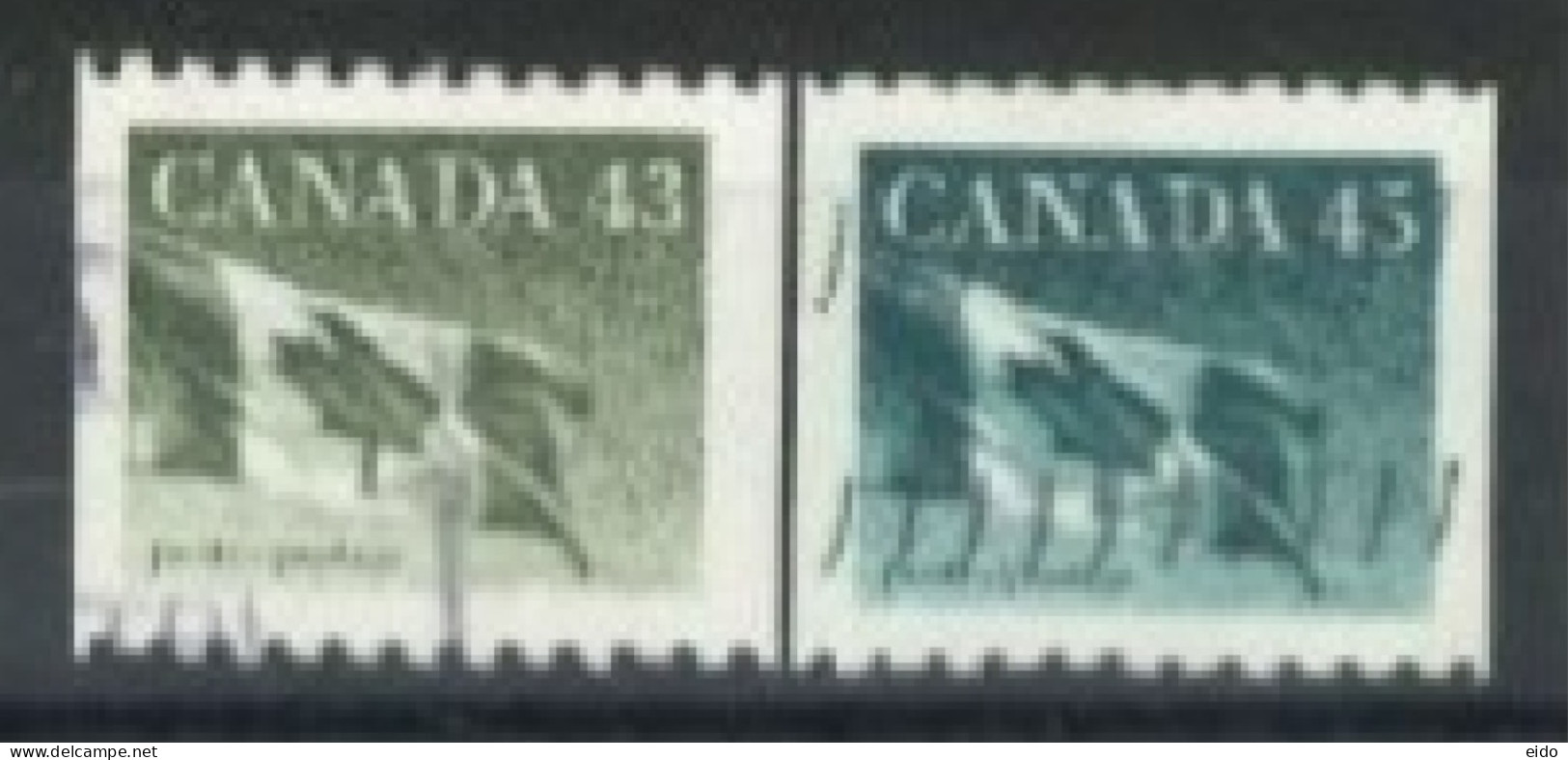 CANADA - 1989, CANADIAN FLAG STAMPS SET OF 2, USED. - Gebraucht