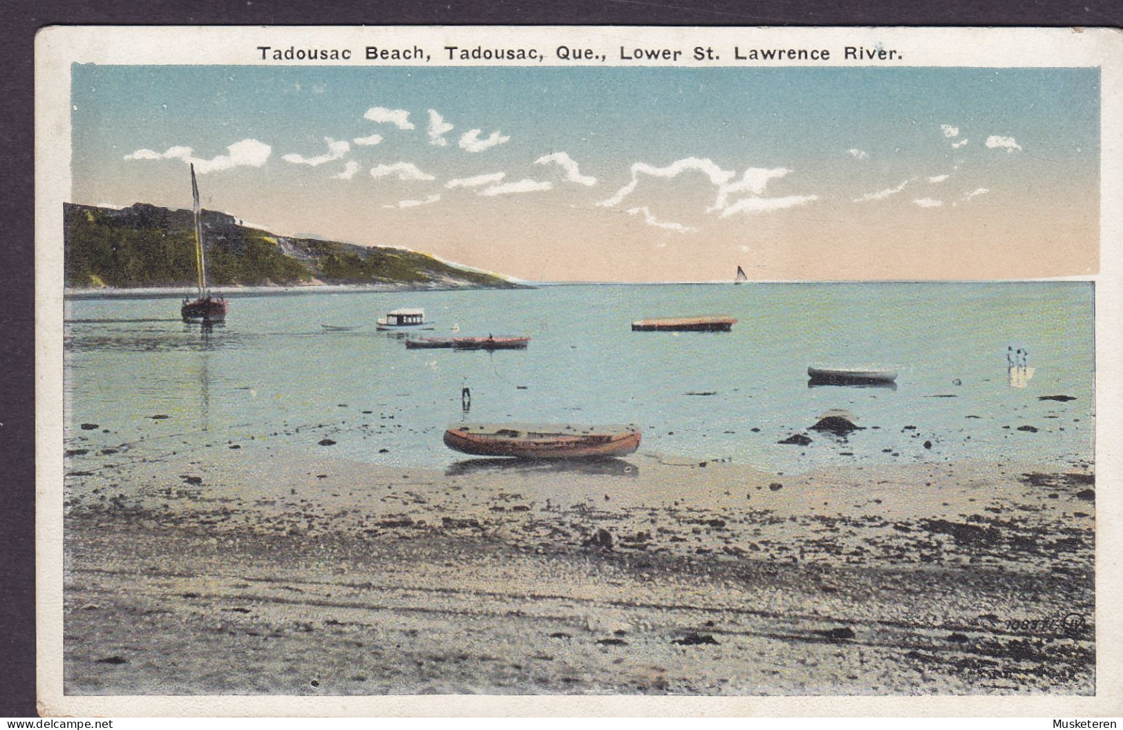 Canada CPA Tadousac Beach, Tadousac. Lower St. Lawrence River 2c. GV. 2-Sided Corner Perf. Booklet Stamp (2 Scans) - Brieven En Documenten