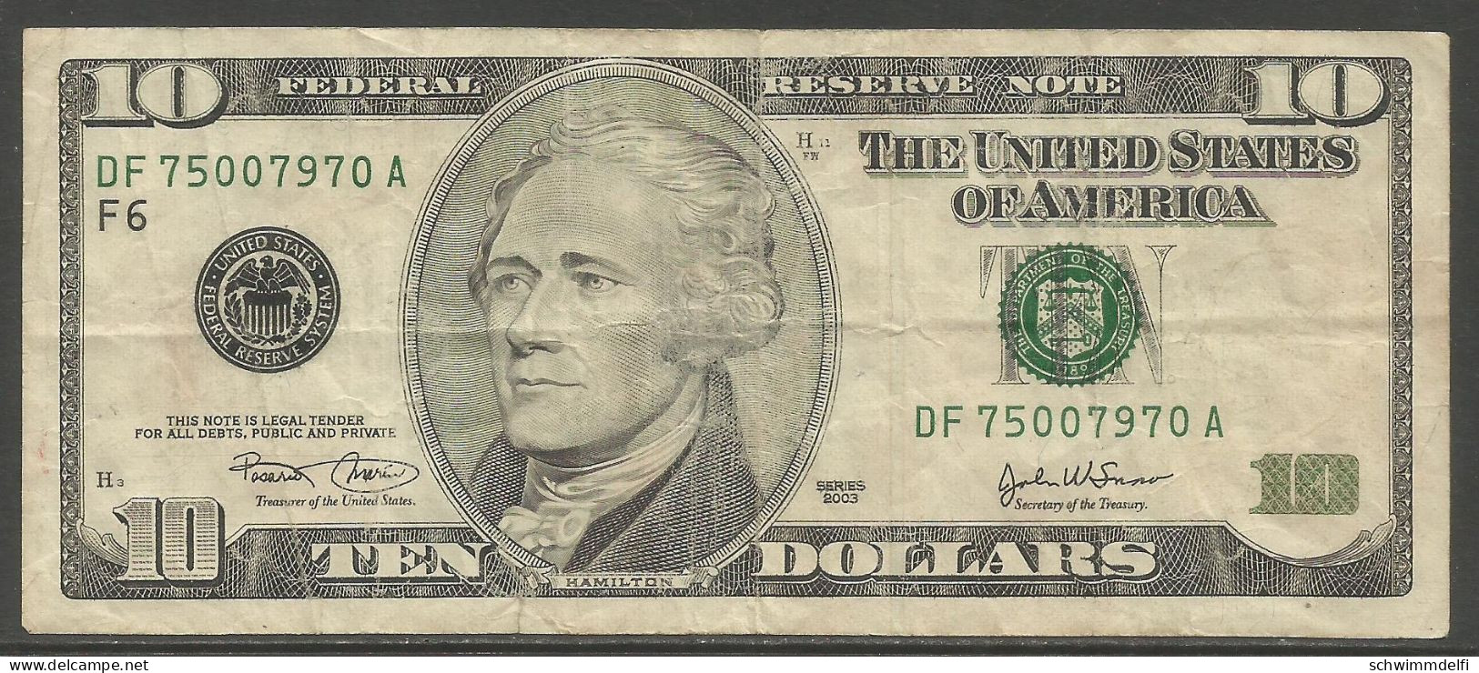 ESTADOS UNIDOS - VEREINIGTE STAATEN VON AMERIKA - 10 DOLLAR / DOLARES - SERIES 2003 - EBC - SEHR SCHON - VERY FINE - Biljetten Van De  Federal Reserve (1928-...)