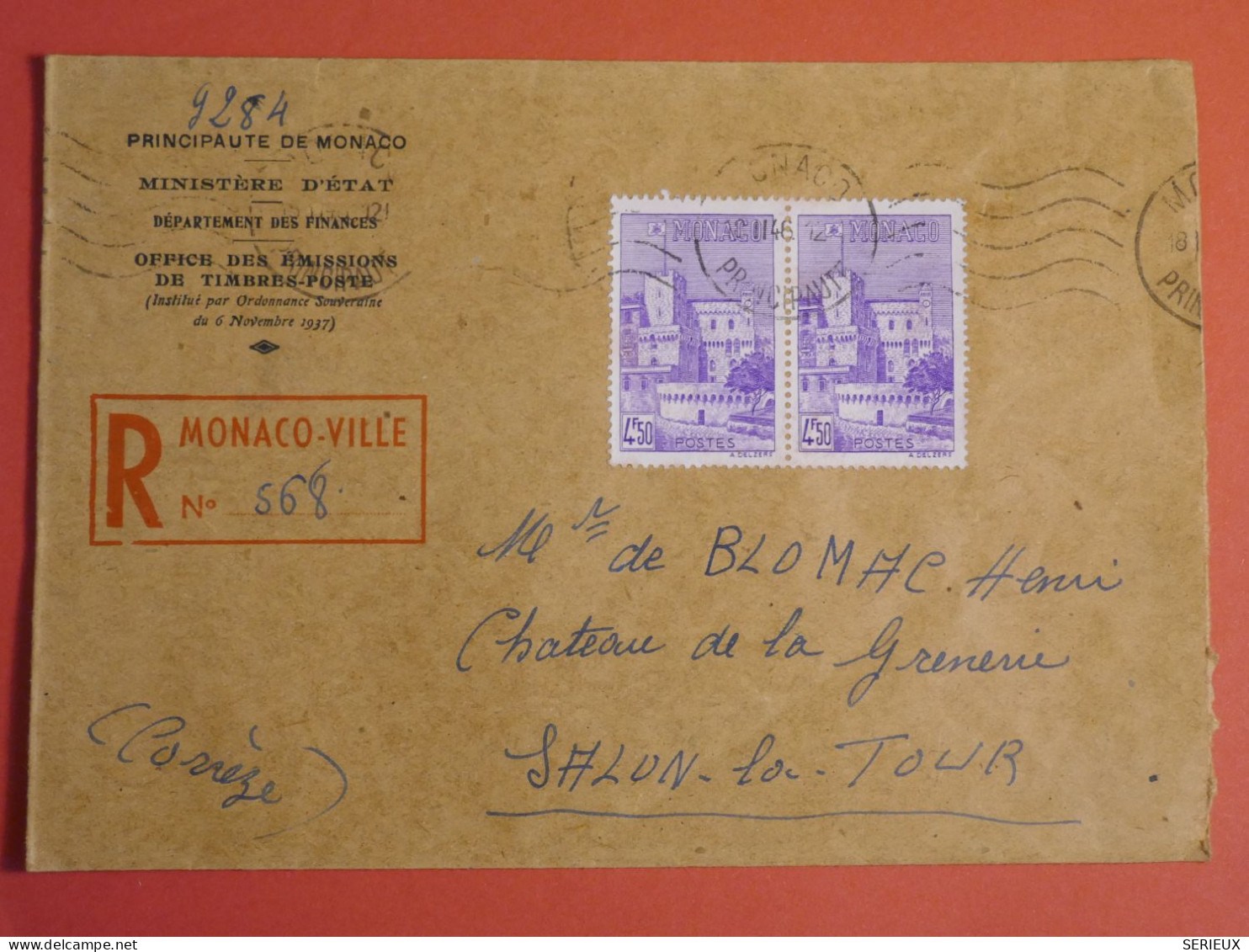 DO 1  MONACO BELLE   LETTRE   1965  SALON LA TOUR  FRANCE+ PAIRE TP AFF. INTERESSANT +++ - Lettres & Documents
