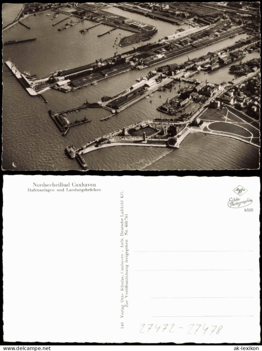 Ansichtskarte Cuxhaven Luftbild Hafenanlagen Und Landungsbrücken 1963 - Cuxhaven