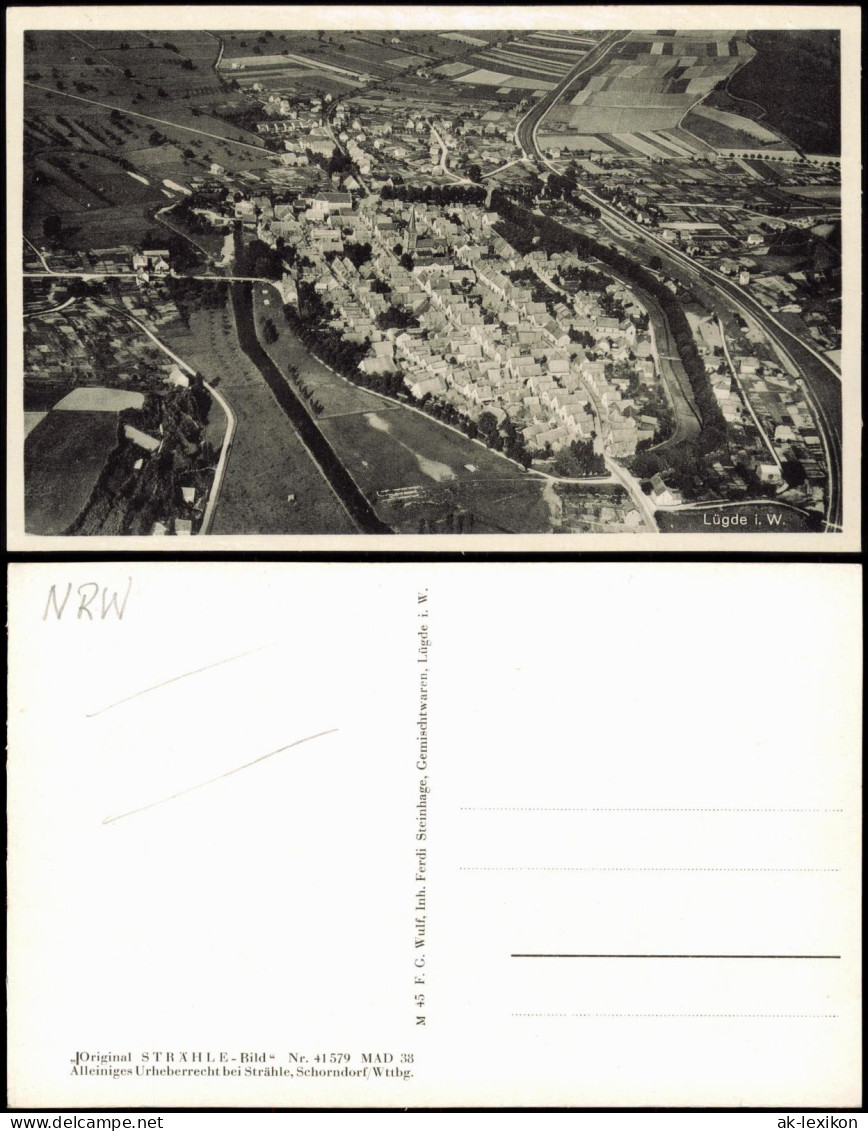 Ansichtskarte Lügde (Westfalen) Luftbild Aus Großer Höhe 1932 - Luedge