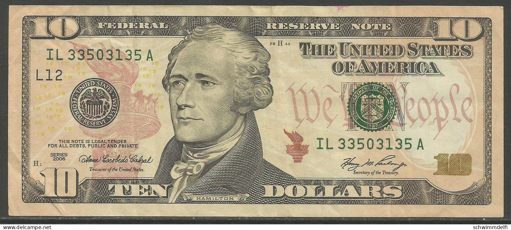 ESTADOS UNIDOS - VEREINIGTE STAATEN VON AMERIKA - 10 DOLLAR / DOLARES - SERIES 2006 - EBC - SEHR SCHON - VERY FINE - Billetes De La Reserva Federal (1928-...)