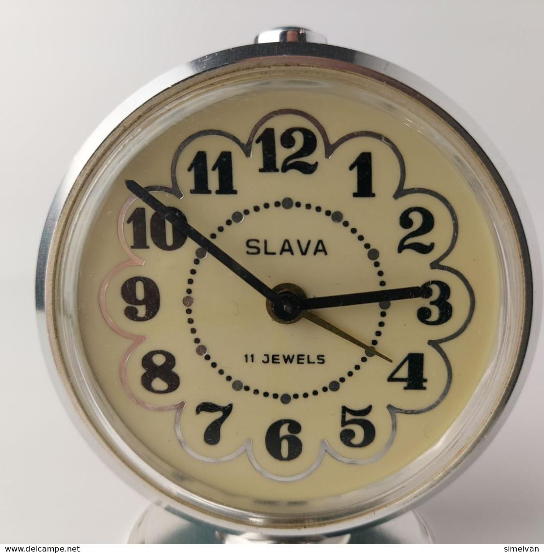 Vintage Mechanical Alarm Clock Slava 11 Jewels Russian Russia Soviet USSR  #5556
