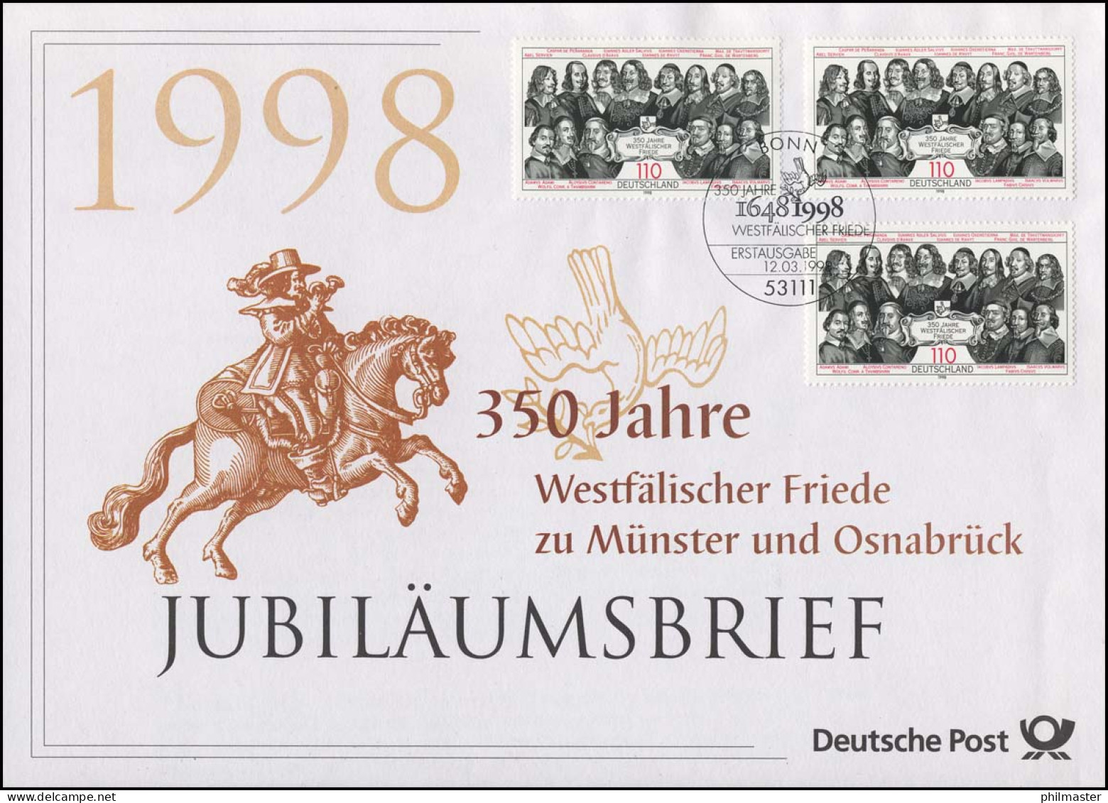 1979 Westfälischer Friede Zu Münster Und Osnabrück 1998 -  Jubiläumsbrief - Altri & Non Classificati