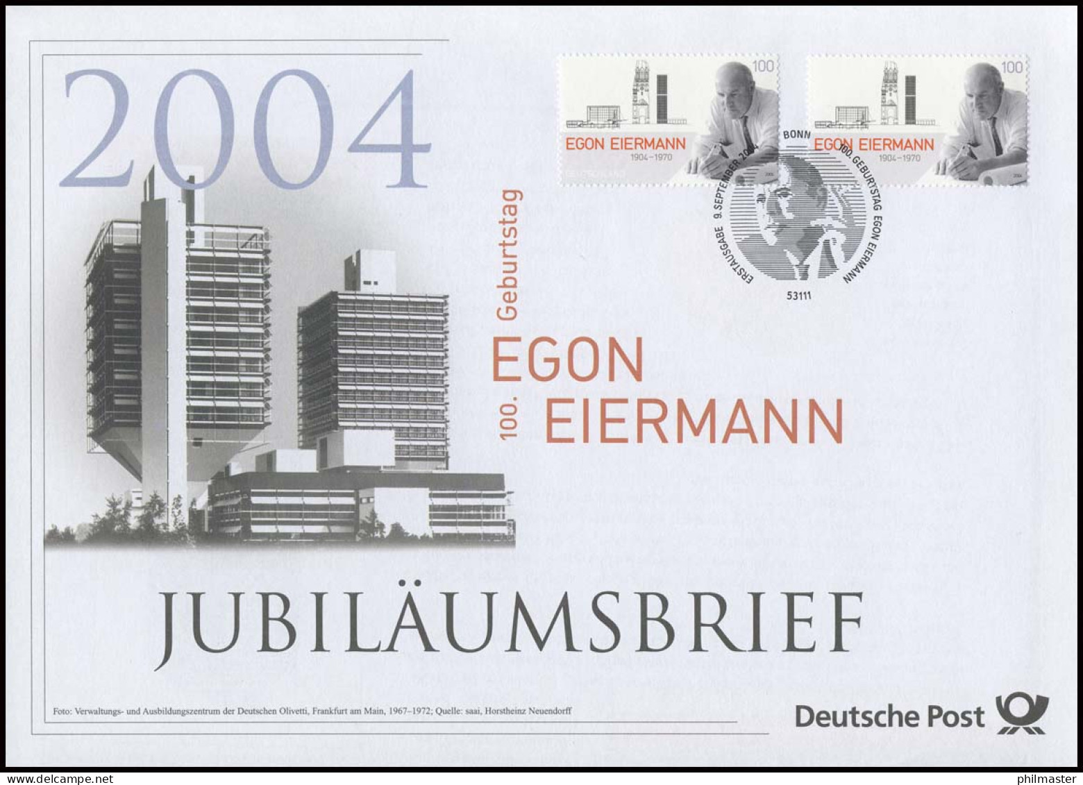 2421 Egon Eiermann 2004 - Jubiläumsbrief - Andere & Zonder Classificatie