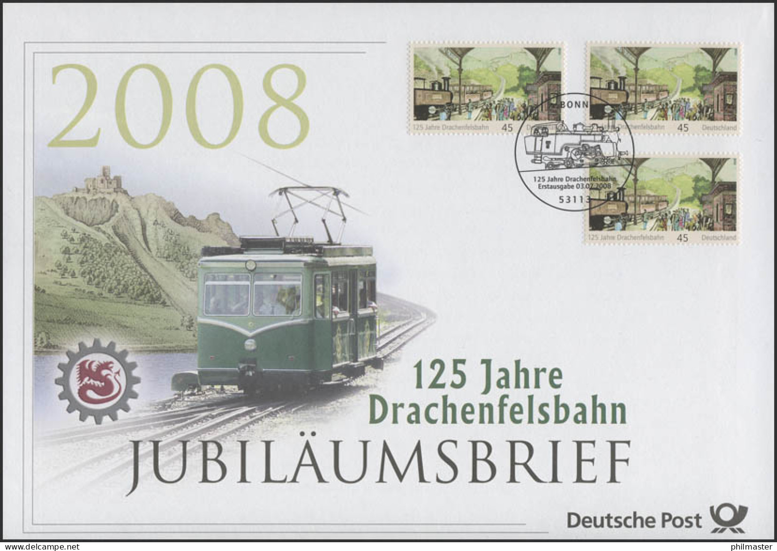 2681 Drachenfelsbahn 2008 - Jubiläumsbrief - Andere & Zonder Classificatie