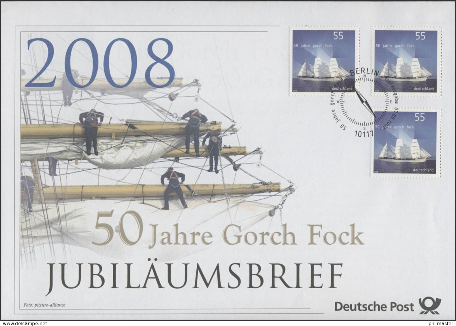 2686 Segelschulschiff Gorch Fock 2008 - Jubiläumsbrief - Otros & Sin Clasificación