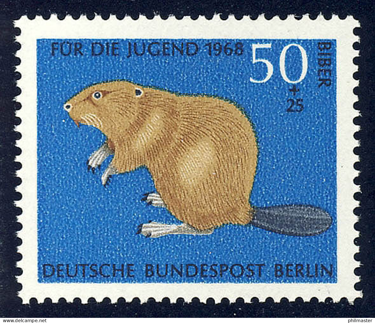 319 Bedrohte Tiere 50+25 Pf Biber ** - Unused Stamps