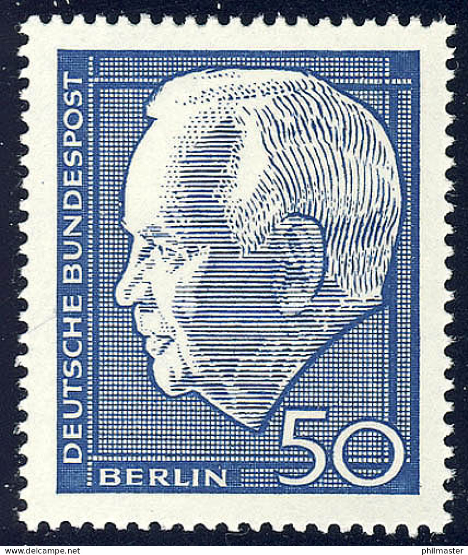 315 Heinrich Lübke 50 Pf Blau ** - Nuevos