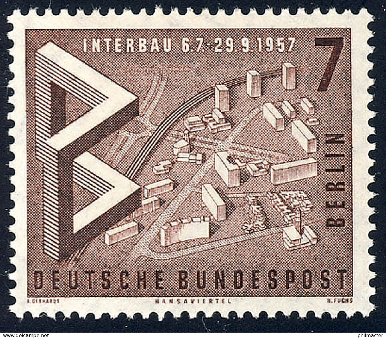 160 Bau Austellung 7 Pf Modell Hansaviertel ** - Unused Stamps