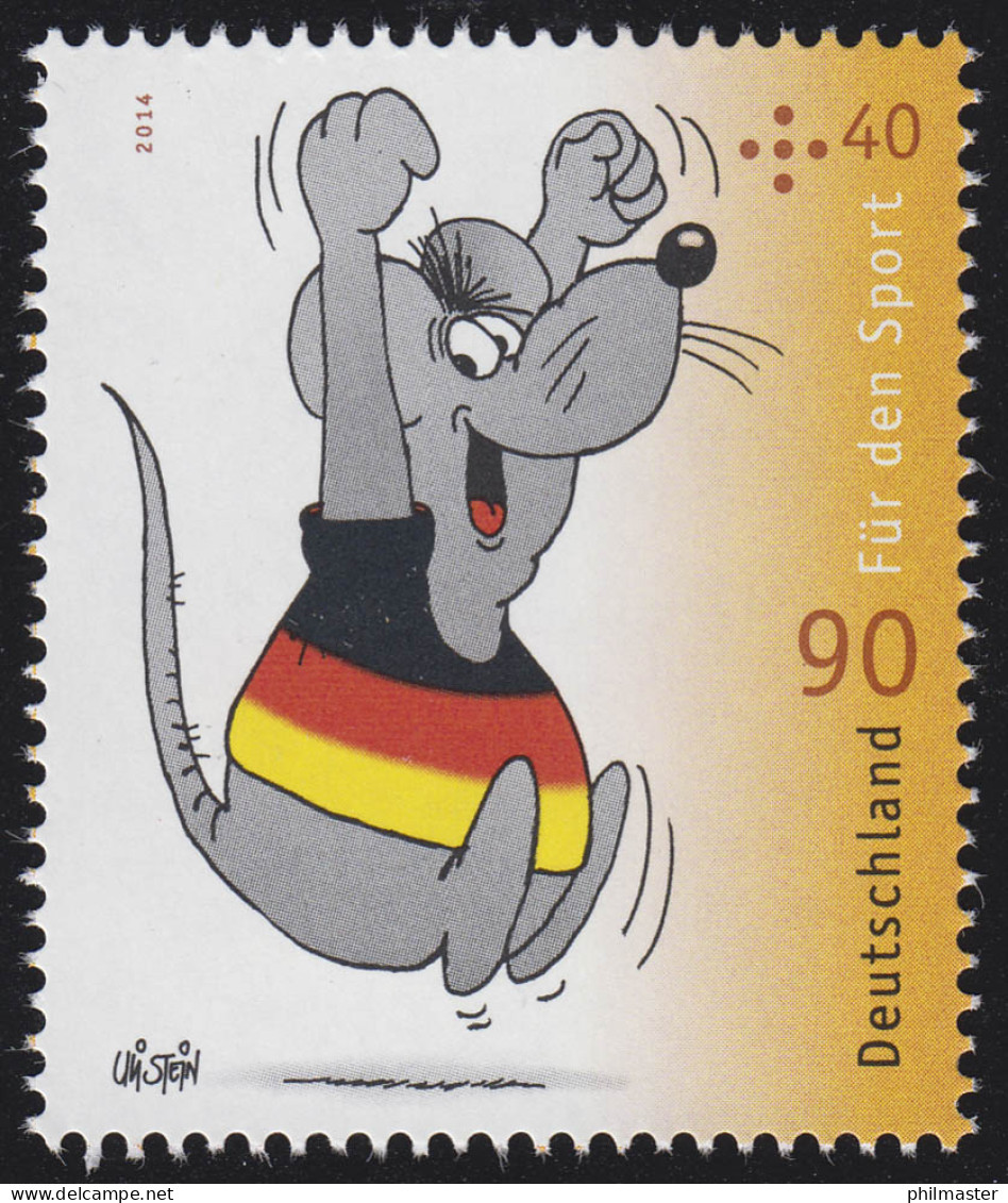 3076 Für Den Sport: Cartoon Jubelmaus 90 Cent ** - Neufs