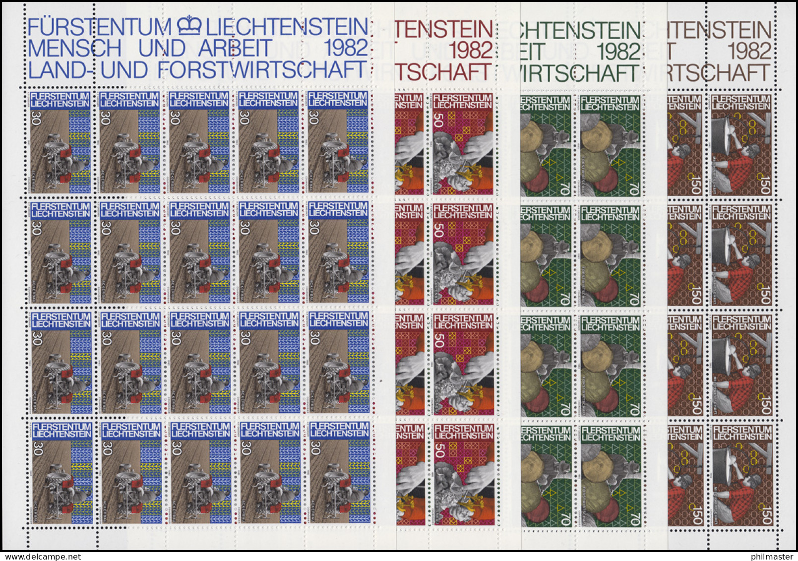 802-805 Land- Und Forstwirtschaft 1982, 4 Werte, Kleinbogen-Satz **  - Unused Stamps
