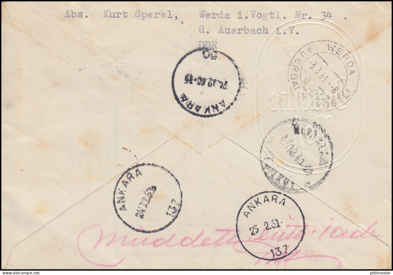 791-792 Kunstsammlung Dresden + 793-794 Gneisenau Auslands-R-Bf. PLAUEN 20.12.60 - Otros & Sin Clasificación