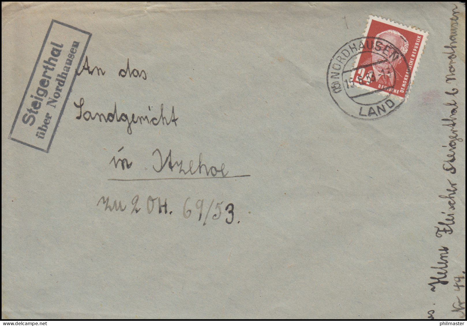 Landpost Steigerthal über NORDHAUSEN LAND 15.6.1953  - Other & Unclassified