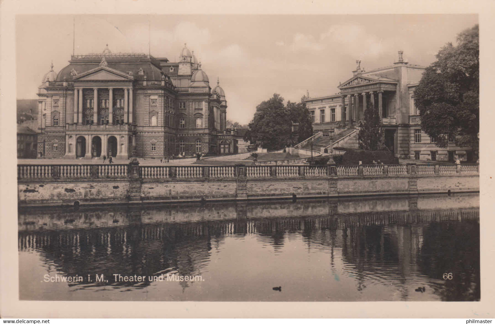 Landpost-Stempel Pampow über SCHWERIN (MECKL.) 13.9.56 Auf AK Theater Und Museum - Other & Unclassified