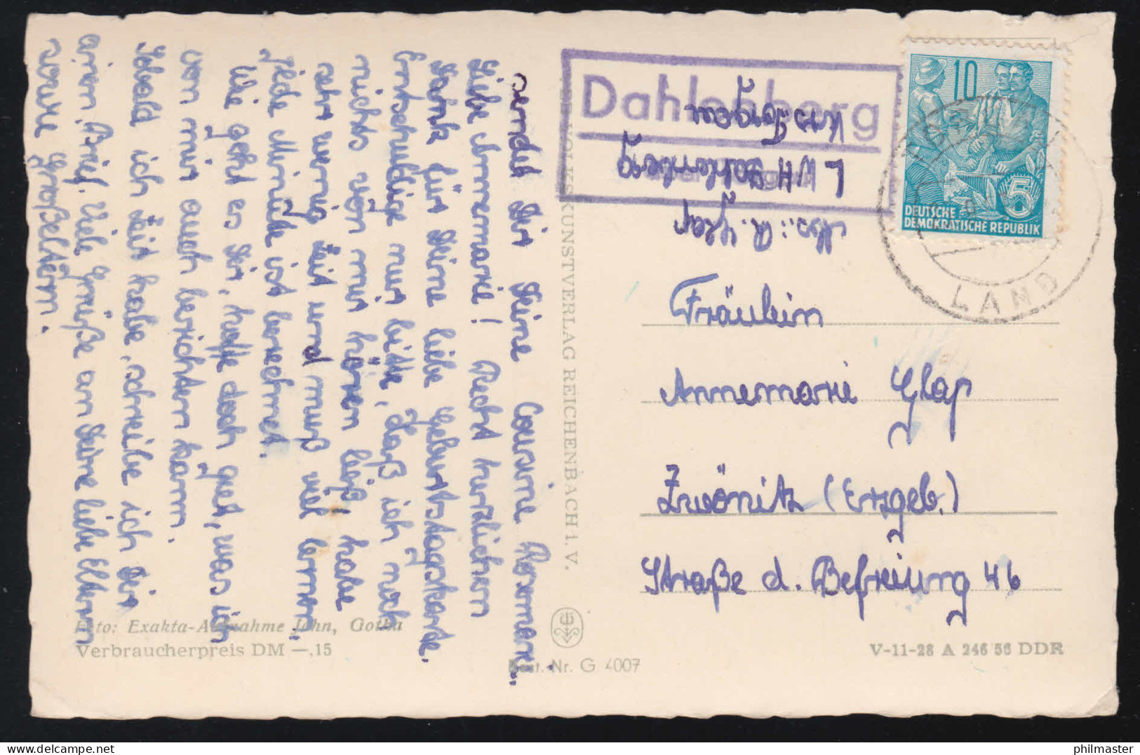 Landpost-Stempel Dahlenberg über TORGAU LAND Um 1963 Auf Geburtstags-AK - Other & Unclassified