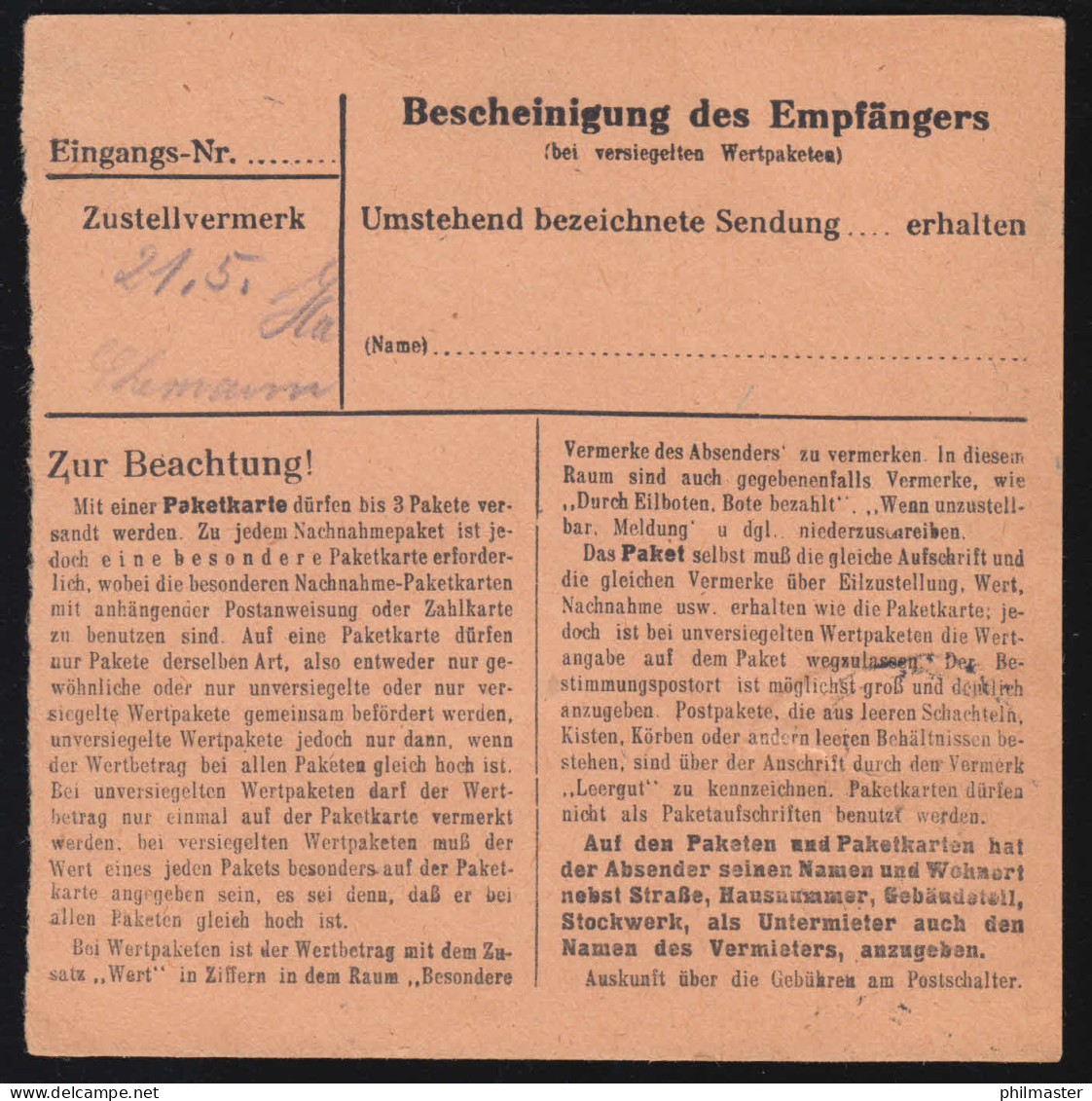 253 Pieck Mit Kollwitz Auf Paketkarte WEISSENFELS Nach Edenkoben - Lettres & Documents