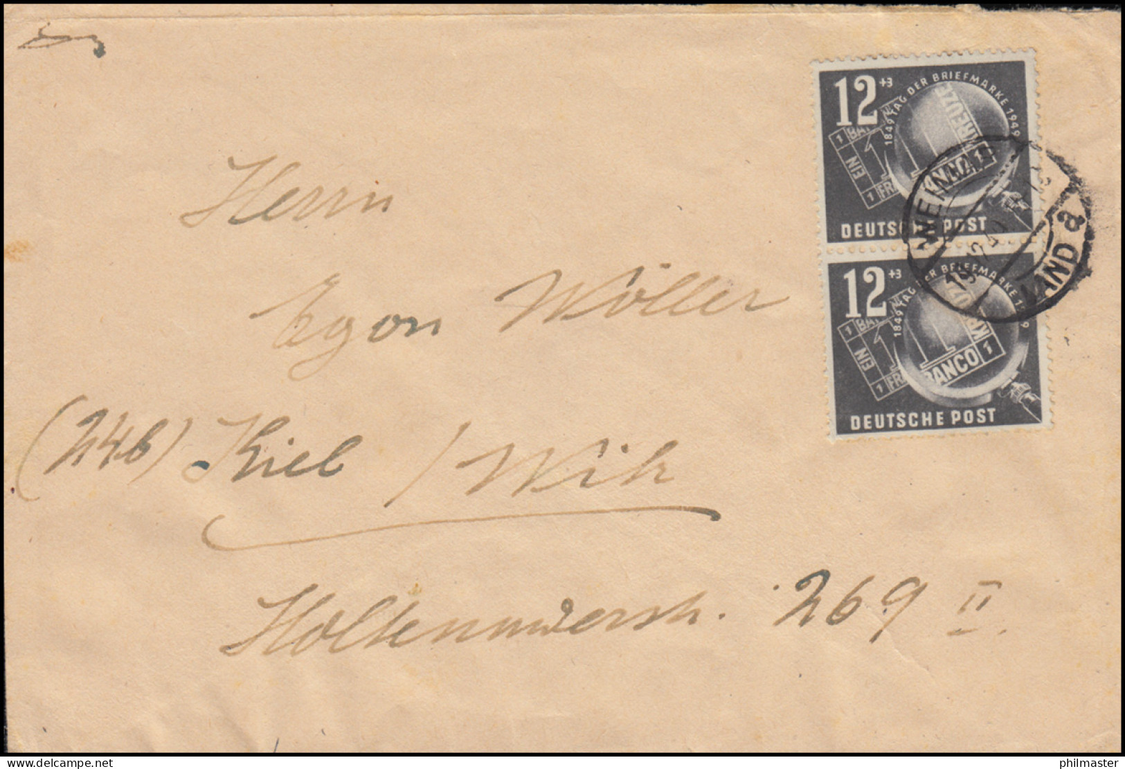 245 Tag Der Briefmarke 1949 Als MeF Auf Brief WEIMAR 19.12.1949 Nach Kiel-Wik - Journée Du Timbre