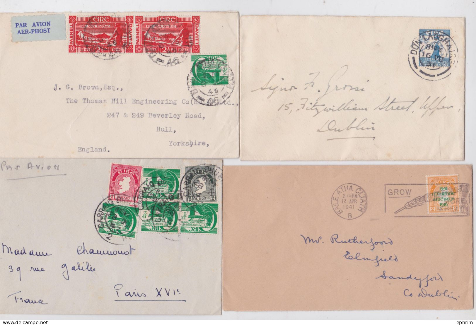 Irlande Eire Ireland Stamp Short Old Mail Cover Lettre Timbre Lot 16 Lettres Anciennes Baile Atha Cliath Dun Laoghaire.. - Collections, Lots & Séries
