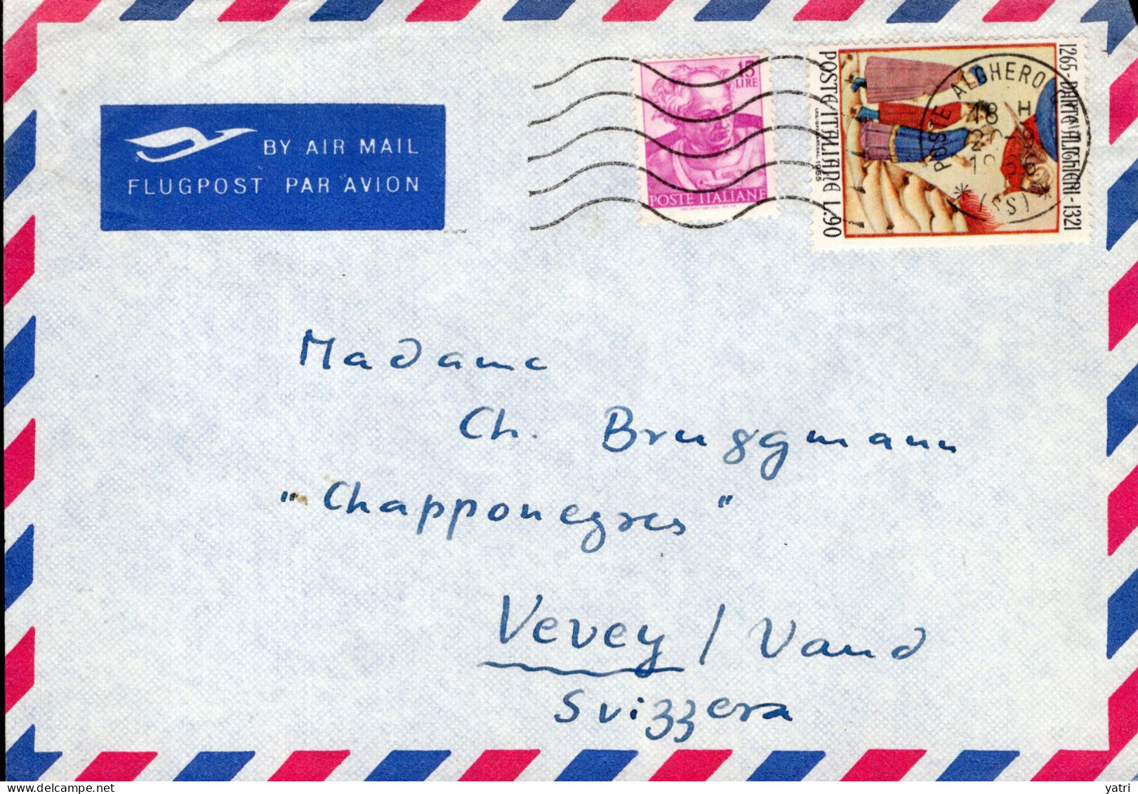 Italia (1966) 15 L. "Michelangiolesca" Usato Su Busta Per La Tariffa Del Porto Aereo Per L'Europa - 1961-70: Poststempel