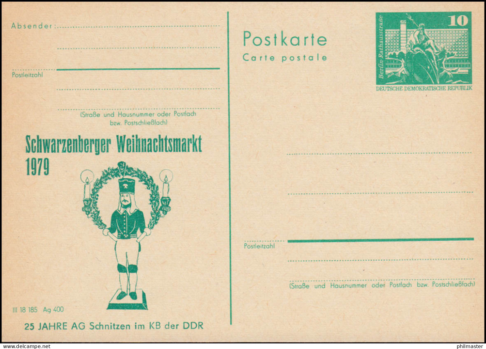 DDR P 79 Schwarzenberger Weihnachtsmarkt Kerzenständer 1979, ** - Other & Unclassified