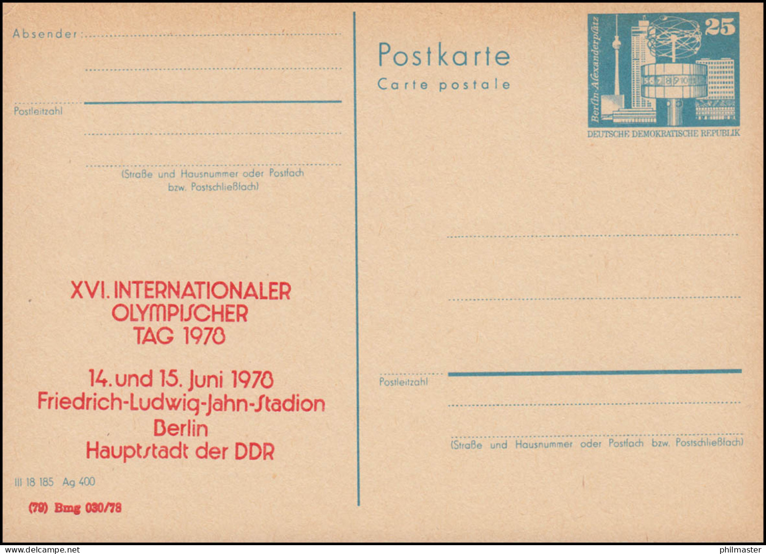 DDR P 80 Internationaler Olympischer Tag Berlin 1978 Rot, ** - Otros & Sin Clasificación