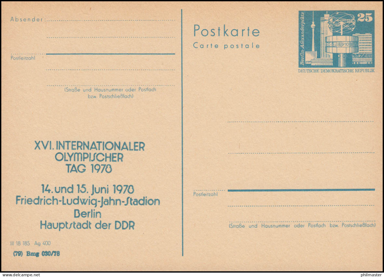 DDR P 80 Internationaler Olympischer Tag Berlin 1978 Blau, ** - Autres & Non Classés